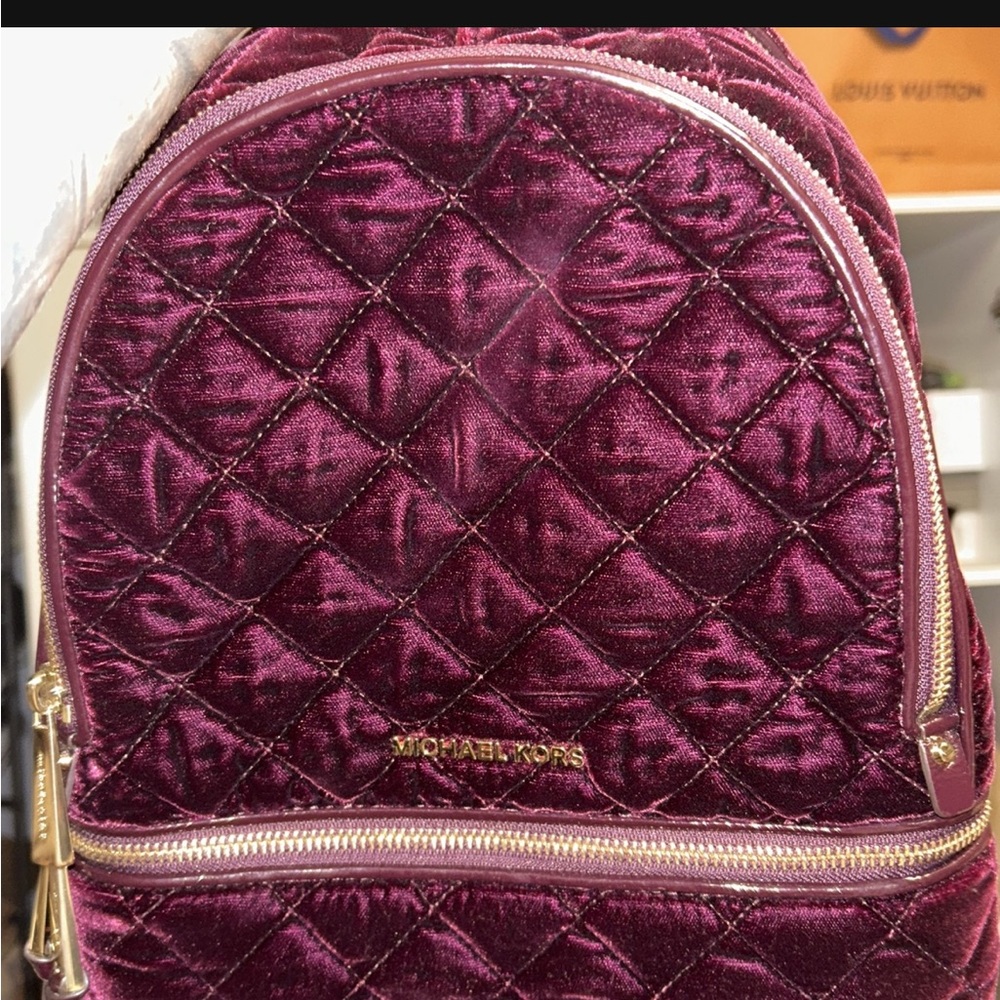 Michael Kors Velvet Quilted Backpack - Rich Purple